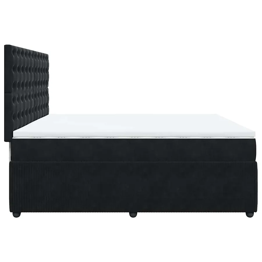 Sommier à lattes de lit et matelas Noir 200x200 cm Velours - 7
