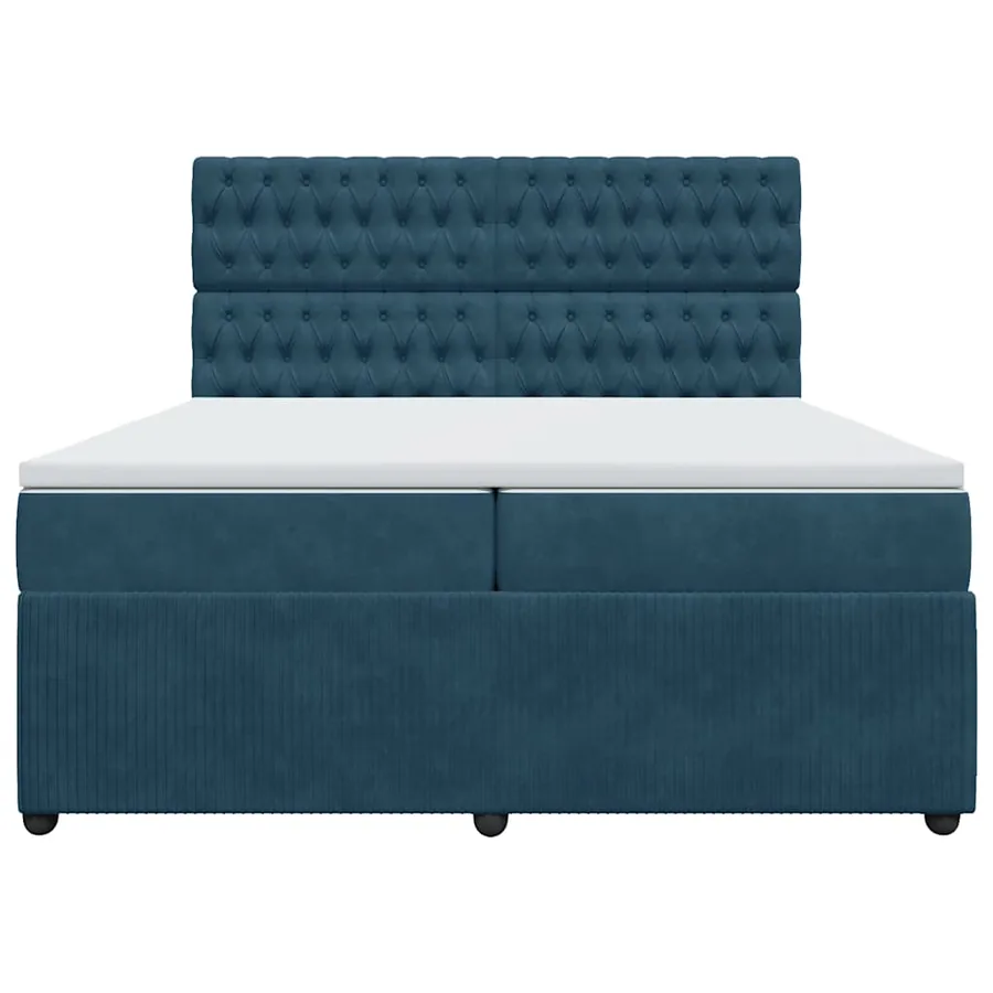 Sommier à lattes de lit et matelas Bleu foncé 200x200cm Velours - 4