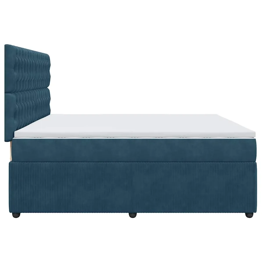 Sommier à lattes de lit et matelas Bleu foncé 200x200cm Velours - 5