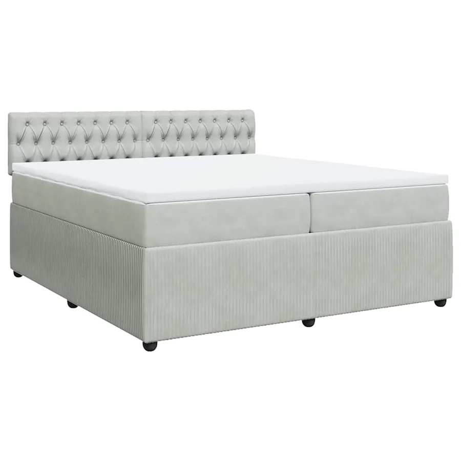 Sommier à lattes de lit et matelas Gris clair 200x200cm Velours - 2