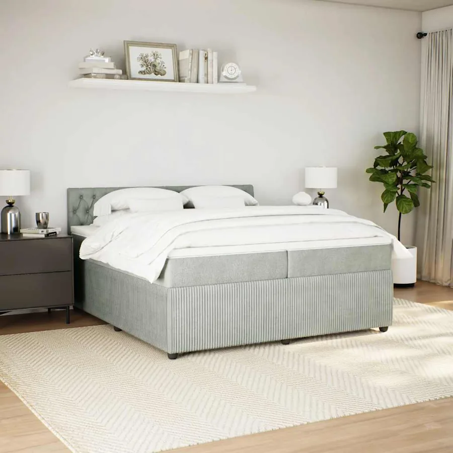 Sommier à lattes de lit et matelas Gris clair 200x200cm Velours - 3
