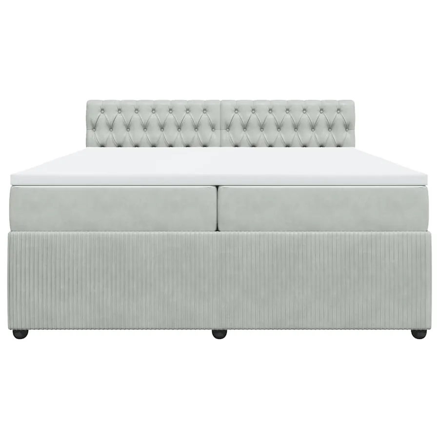 Sommier à lattes de lit et matelas Gris clair 200x200cm Velours - 4