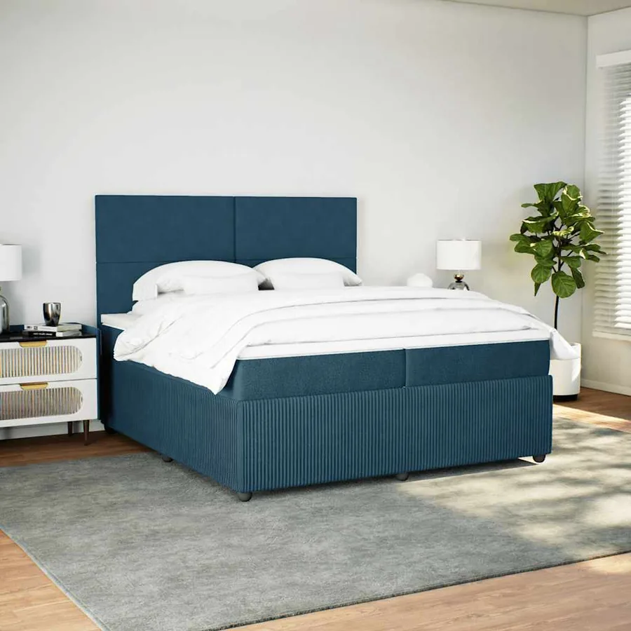 Sommier à lattes de lit et matelas Bleu foncé 200x200cm Velours - 3