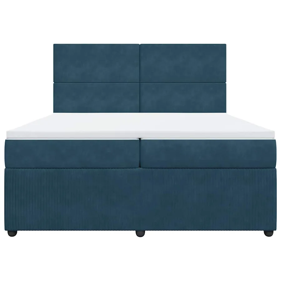 Sommier à lattes de lit et matelas Bleu foncé 200x200cm Velours - 4