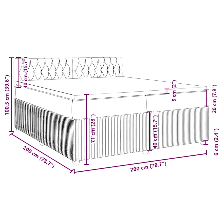 Sommier à lattes de lit avec matelas Rose 200x200 cm Velours - 13