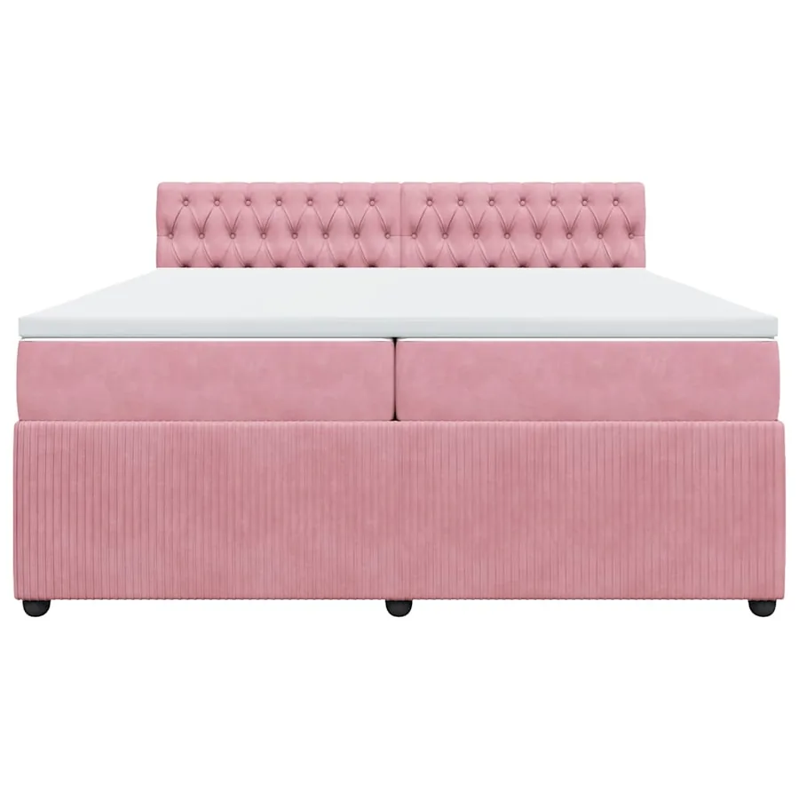 Sommier à lattes de lit avec matelas Rose 200x200 cm Velours - 4