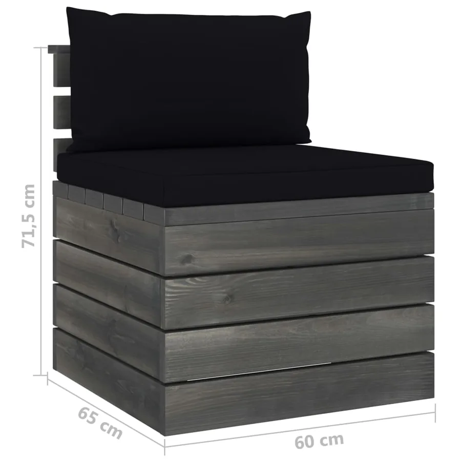 Salon palette de jardin 2 pcs avec coussins Bois de pin massif - 12