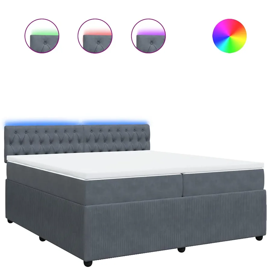 Sommier à lattes de lit et matelas Gris foncé 200x200cm Velours - 2