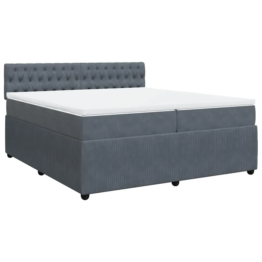 Sommier à lattes de lit et matelas Gris foncé 200x200cm Velours - 3