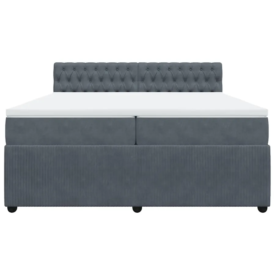Sommier à lattes de lit et matelas Gris foncé 200x200cm Velours - 6