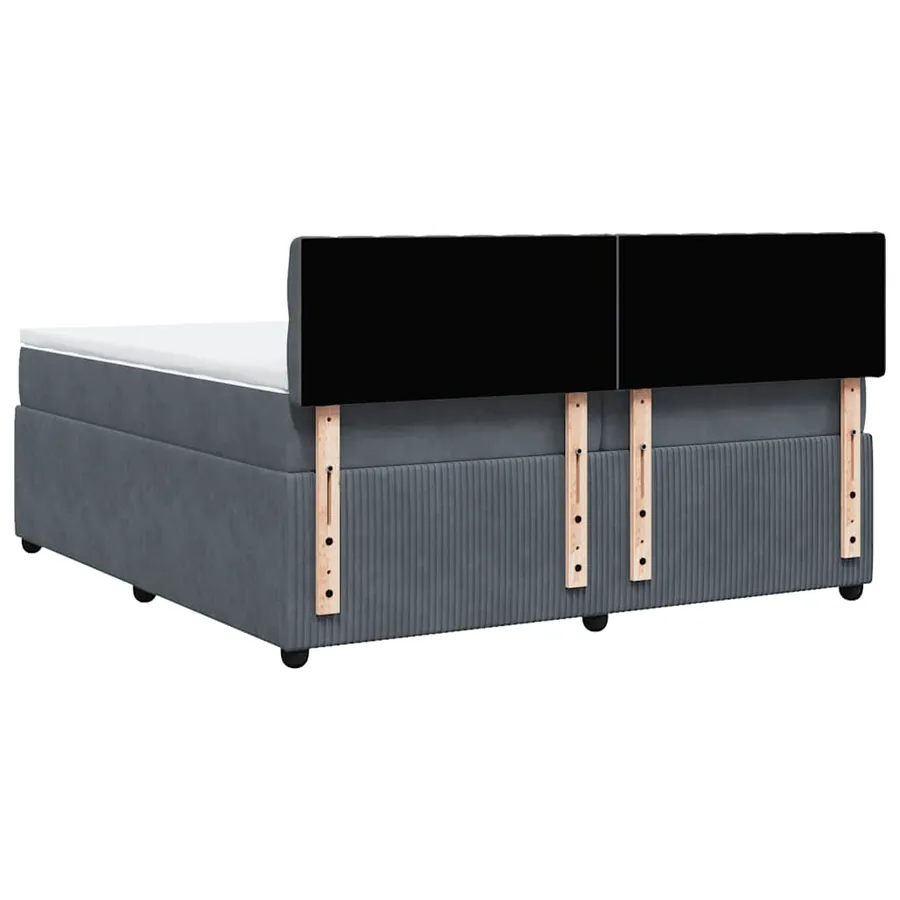 Sommier à lattes de lit et matelas Gris foncé 200x200cm Velours - 8
