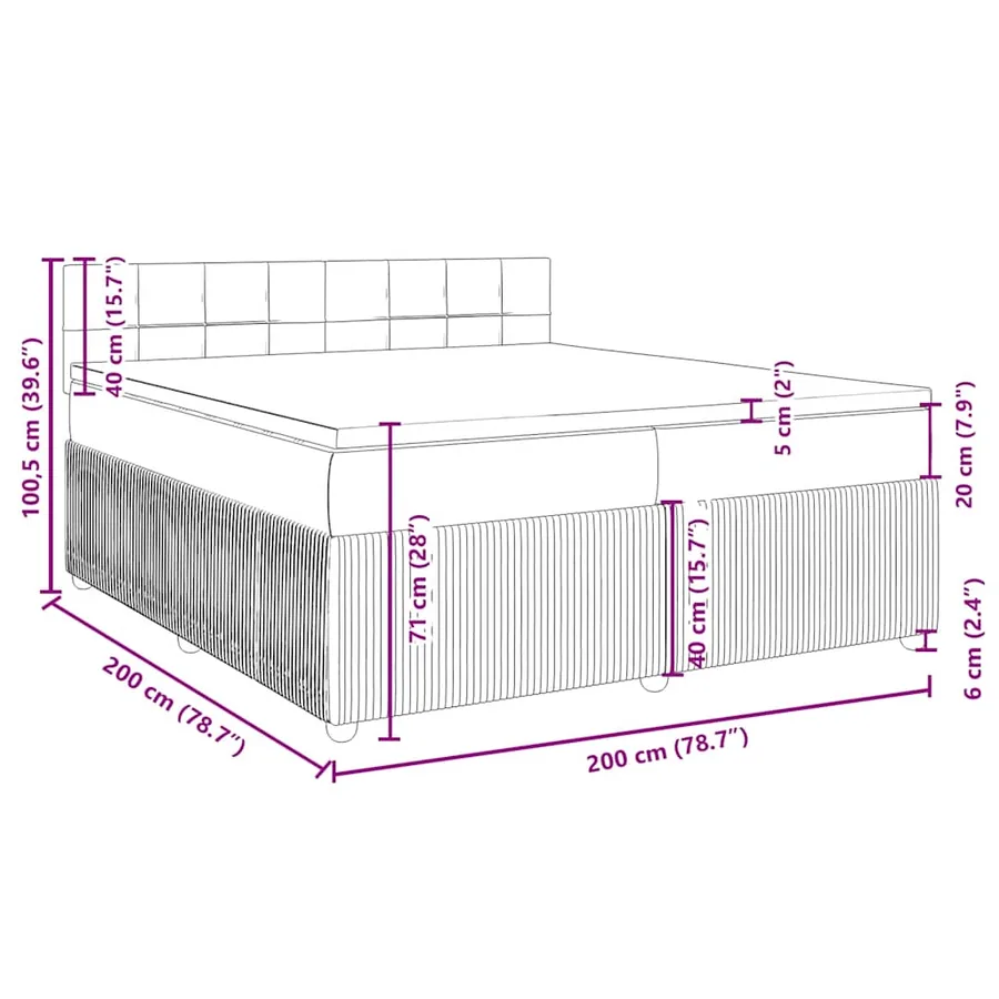 Sommier à lattes de lit avec matelas Rose 200x200 cm Velours - 18