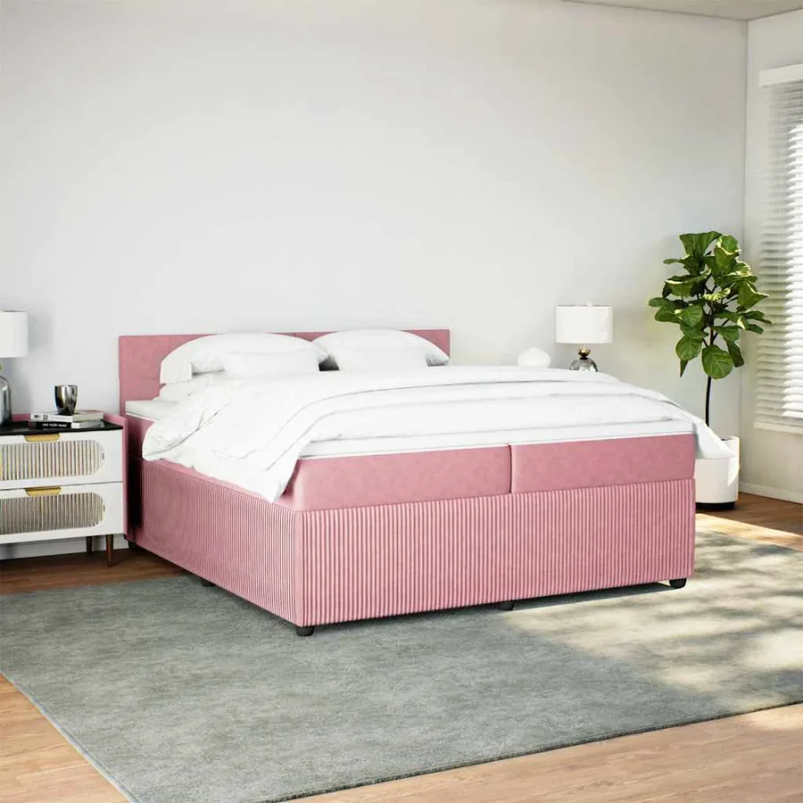 Sommier à lattes de lit avec matelas Rose 200x200 cm Velours - 4