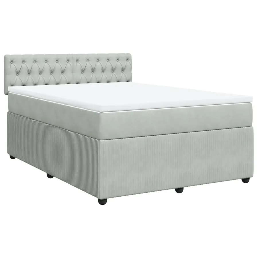 Sommier à lattes de lit et matelas Gris clair 140x200cm Velours - 2