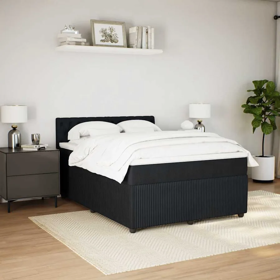 Sommier à lattes de lit avec matelas Noir 140x200 cm Velours - 5