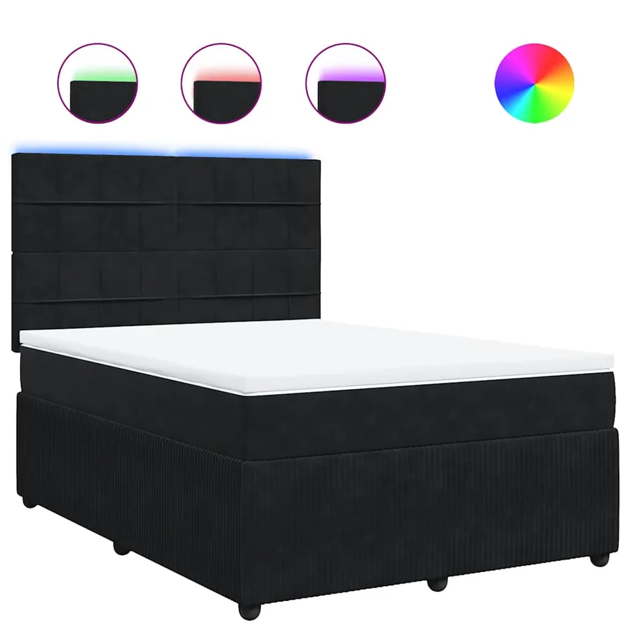 Sommier à lattes de lit avec matelas Noir 140x200 cm Velours - 2