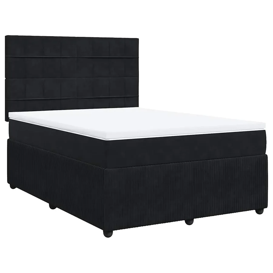Sommier à lattes de lit avec matelas Noir 140x200 cm Velours - 3
