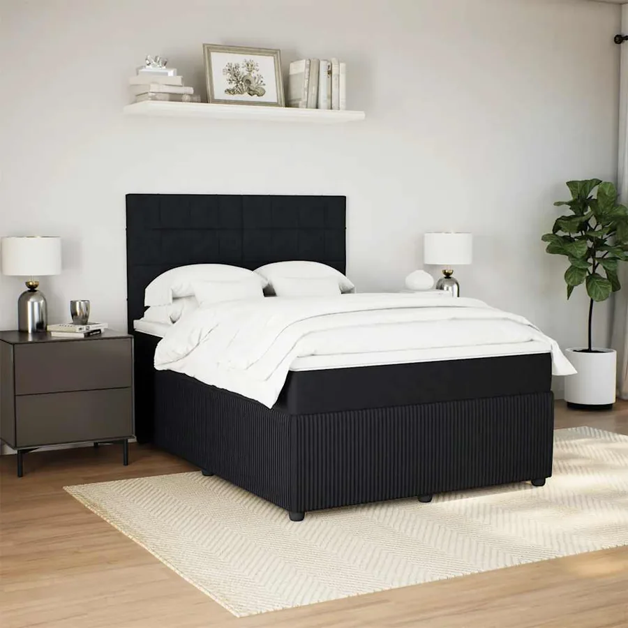 Sommier à lattes de lit avec matelas Noir 140x200 cm Velours - 5