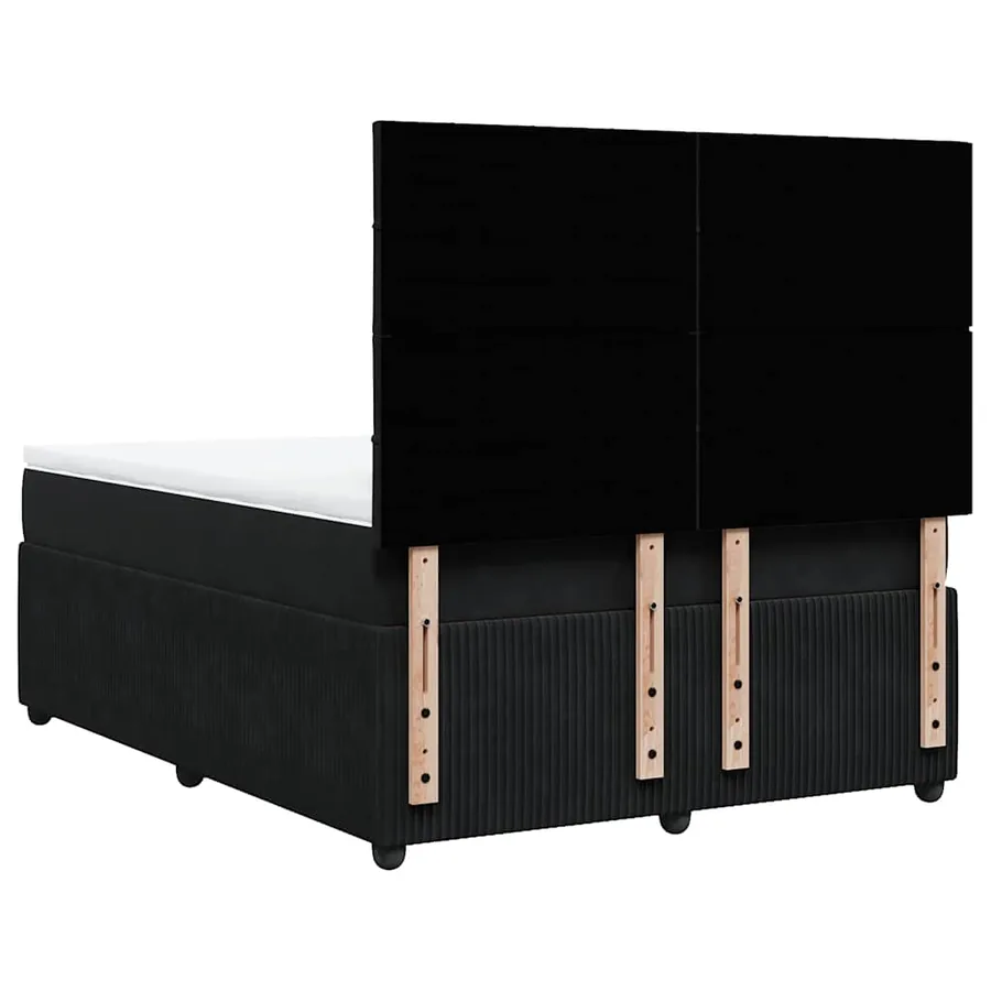 Sommier à lattes de lit avec matelas Noir 140x200 cm Velours - 8