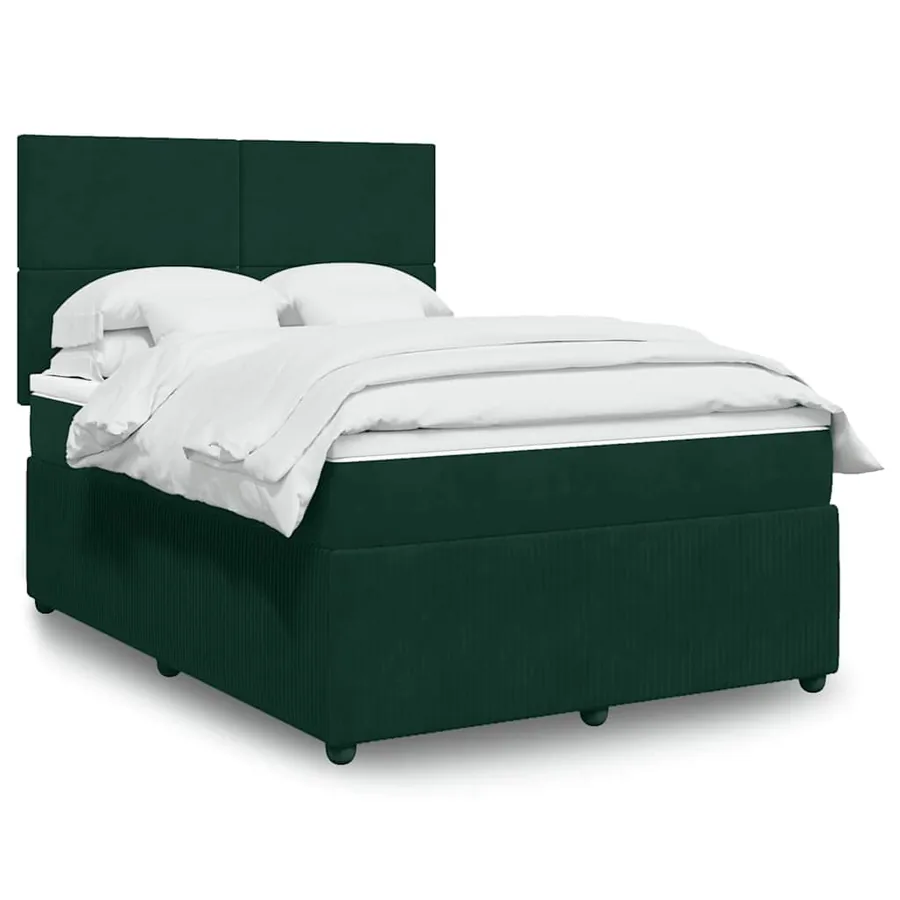 Sommier à lattes de lit et matelas Vert foncé 140x200cm Velours