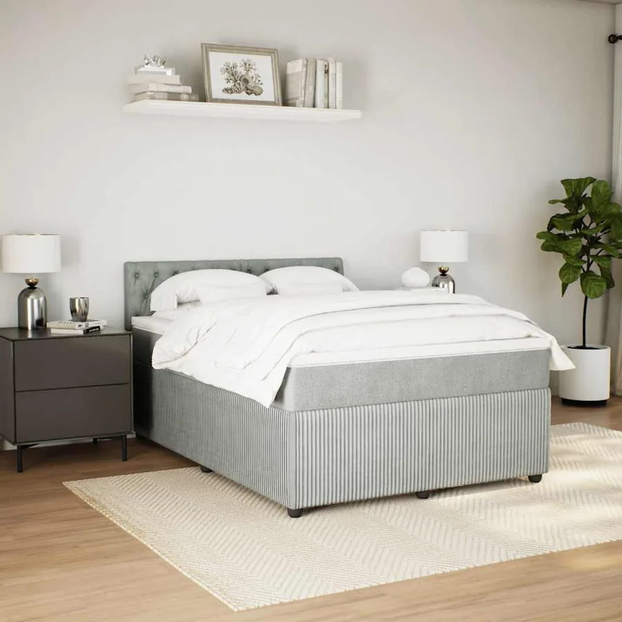 Sommier à lattes de lit et matelas Gris clair 140x200cm Velours - 5
