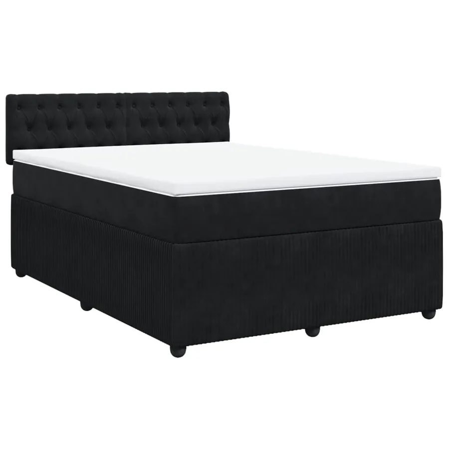 Sommier à lattes de lit avec matelas Noir 140x200 cm Velours - 2
