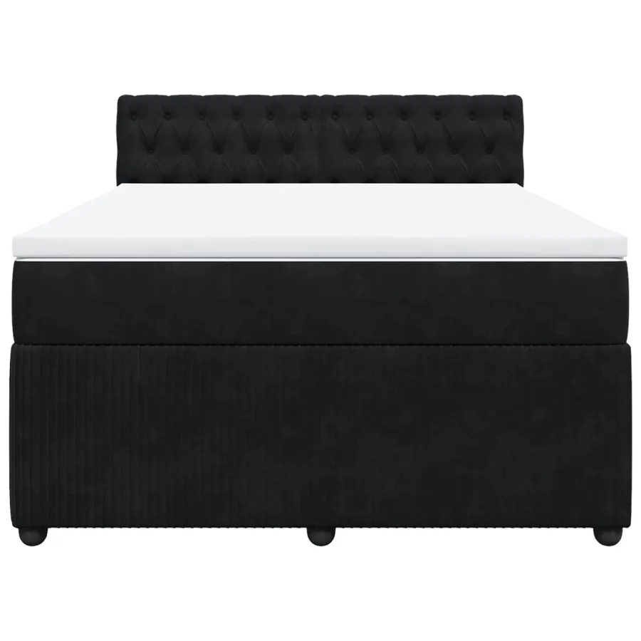 Sommier à lattes de lit avec matelas Noir 140x200 cm Velours - 4