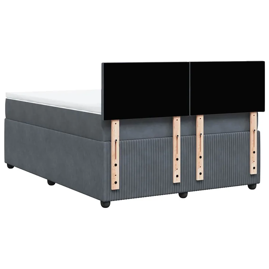 Sommier à lattes de lit et matelas Gris foncé 140x200cm Velours - 10