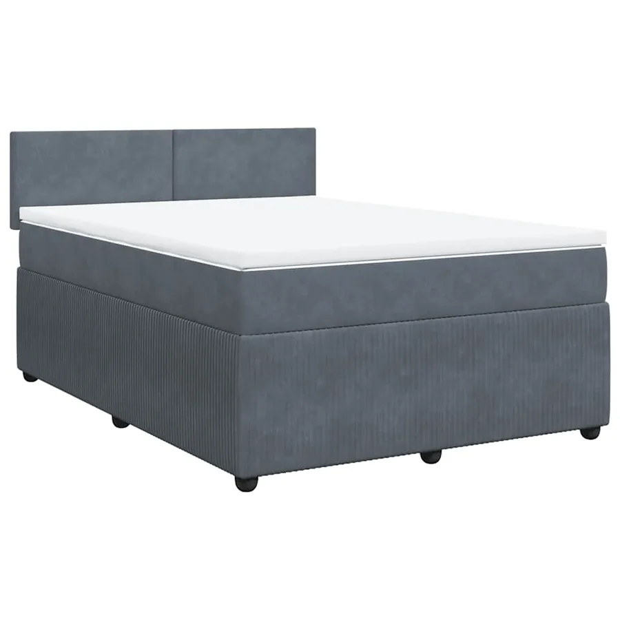 Sommier à lattes de lit et matelas Gris foncé 140x200cm Velours - 2