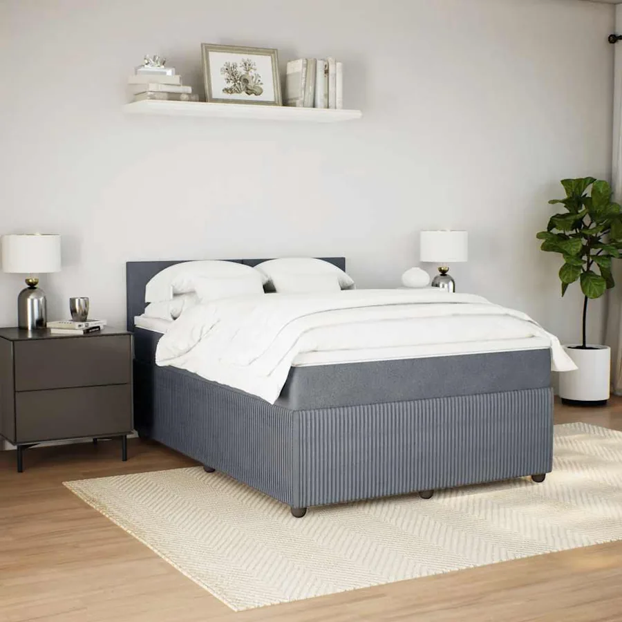 Sommier à lattes de lit et matelas Gris foncé 140x200cm Velours - 3