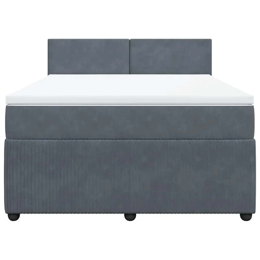 Sommier à lattes de lit et matelas Gris foncé 140x200cm Velours - 4