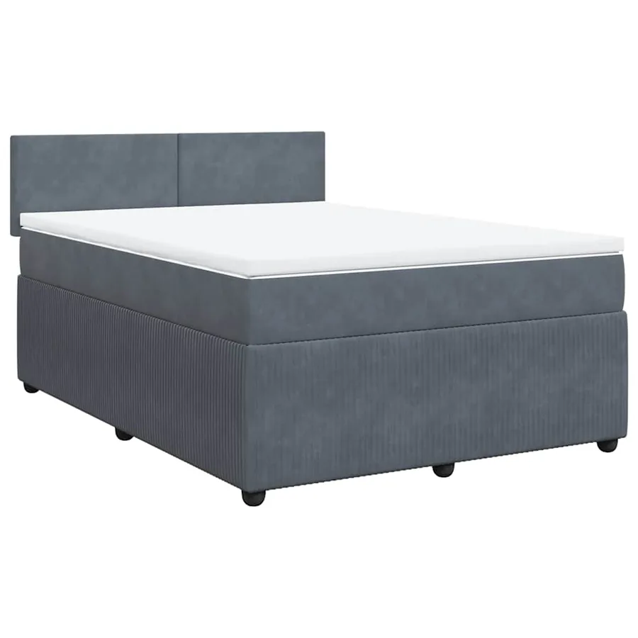 Sommier à lattes de lit et matelas Gris foncé 140x200cm Velours - 3
