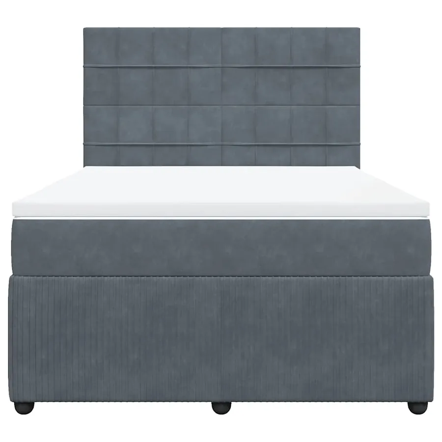 Sommier à lattes de lit et matelas Gris foncé 140x200cm Velours - 4