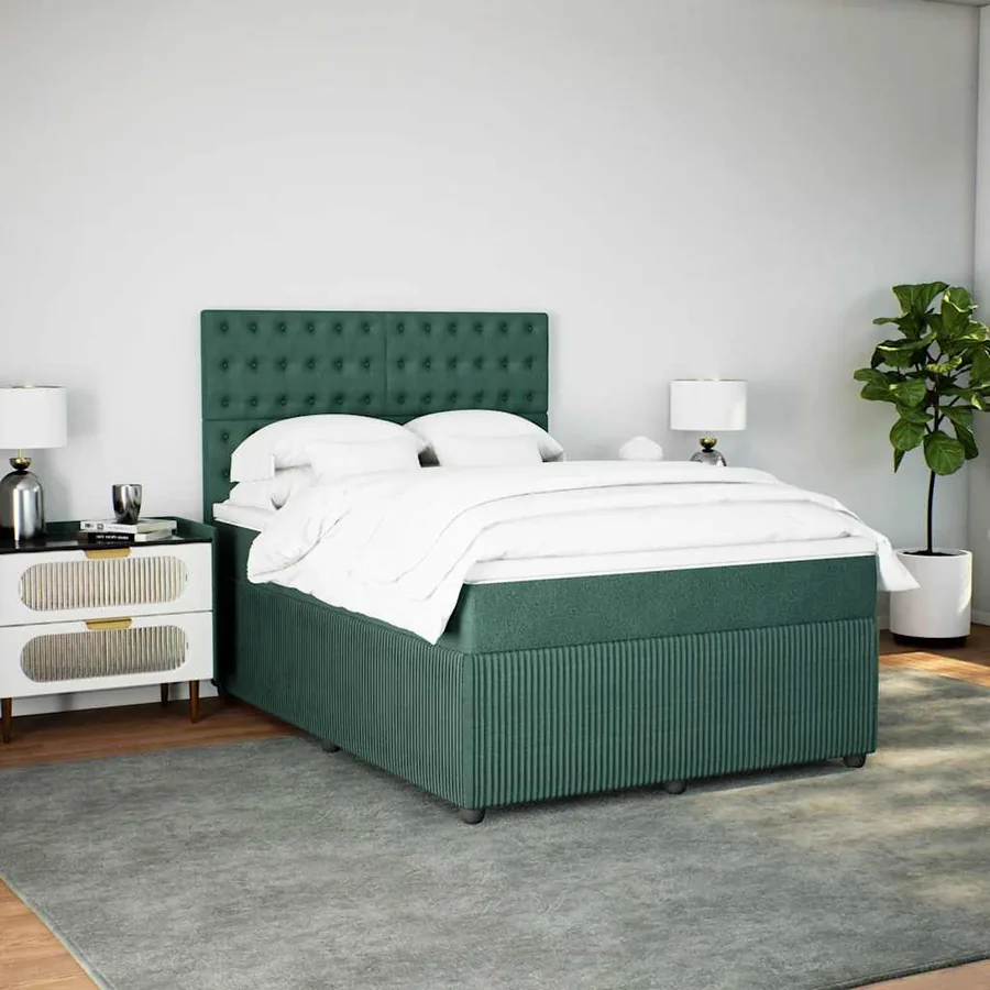 Sommier à lattes de lit et matelas Vert foncé 140x200cm Velours - 3
