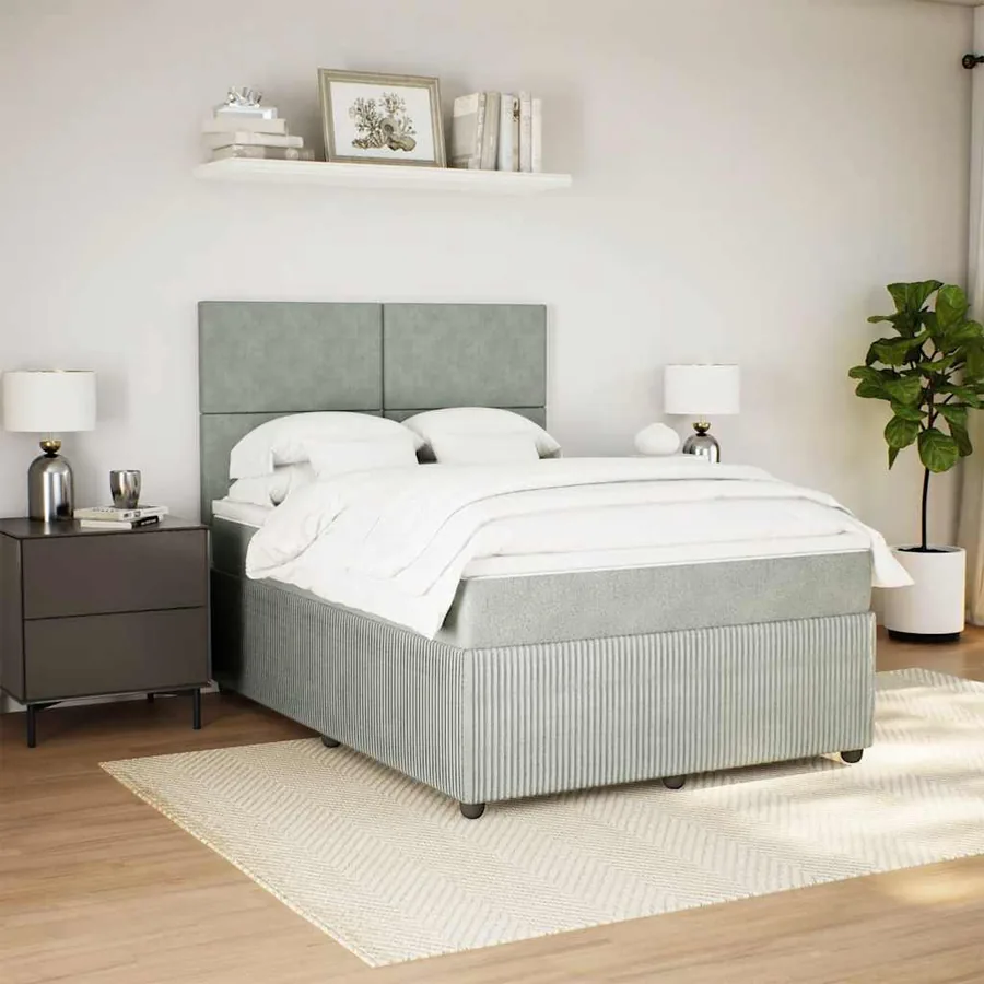 Sommier à lattes de lit et matelas Gris clair 140x200cm Velours - 3