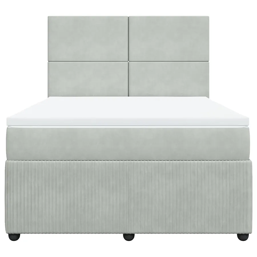 Sommier à lattes de lit et matelas Gris clair 140x200cm Velours - 4