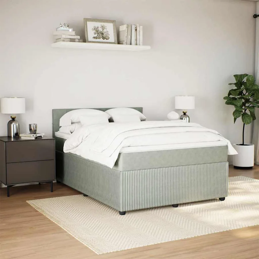 Sommier à lattes de lit et matelas Gris clair 140x200cm Velours - 5