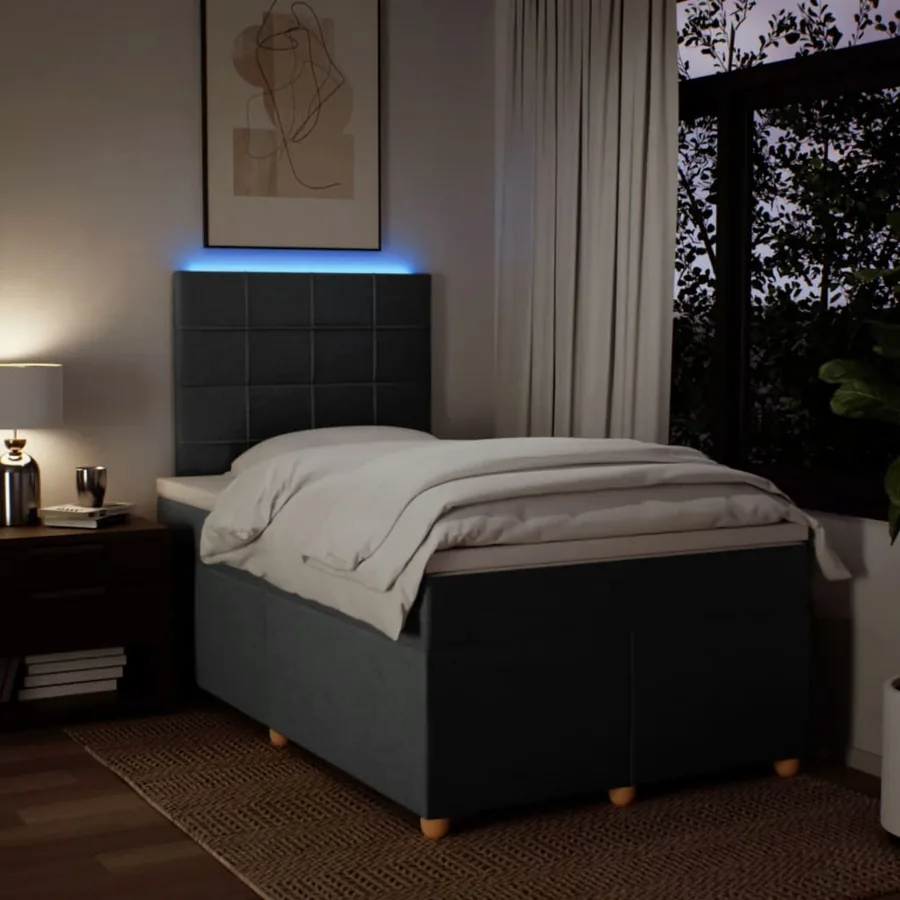 Sommier à lattes de lit avec matelas Gris foncé 120x200cm Tissu - 4