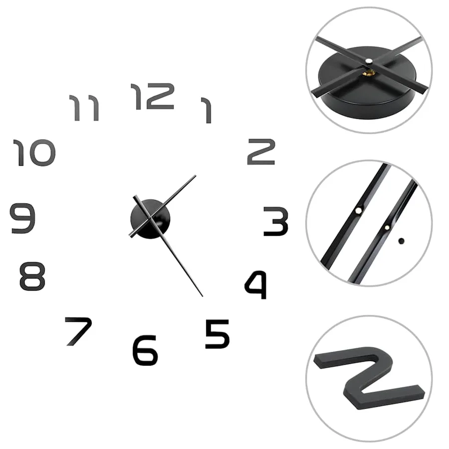 Horloge murale 3D Design moderne 100 cm XXL Noir - 2