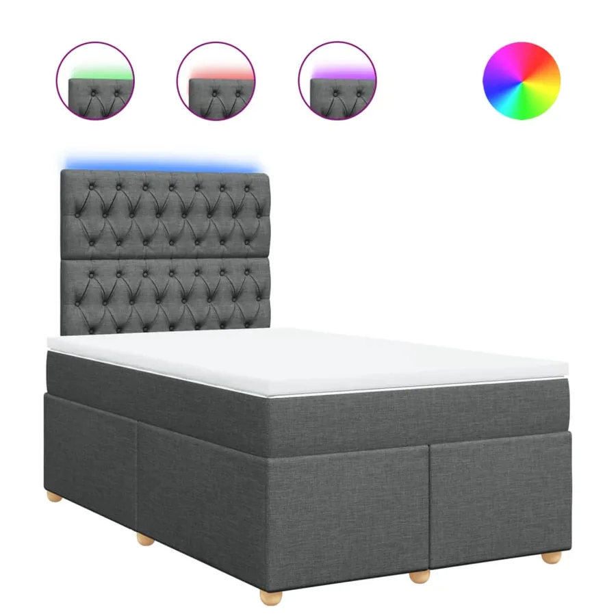 Sommier à lattes de lit avec matelas Gris foncé 120x200cm Tissu - 2