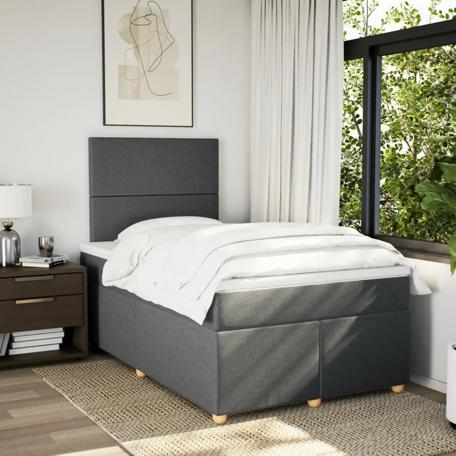 Sommier à lattes de lit avec matelas Gris foncé 120x200cm Tissu - 5