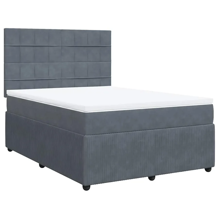 Sommier à lattes de lit et matelas Gris foncé 160x200cm Velours - 3