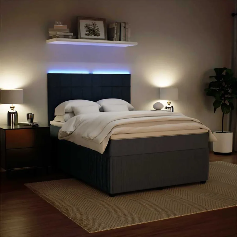 Sommier à lattes de lit et matelas Gris foncé 160x200cm Velours - 5