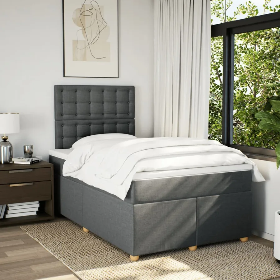Sommier à lattes de lit avec matelas Gris foncé 120x200cm Tissu - 5