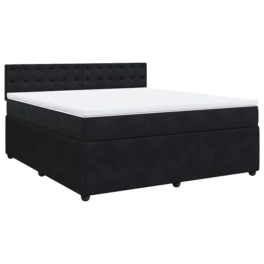 Sommier à lattes de lit avec matelas Noir 180x200 cm Velours - 2