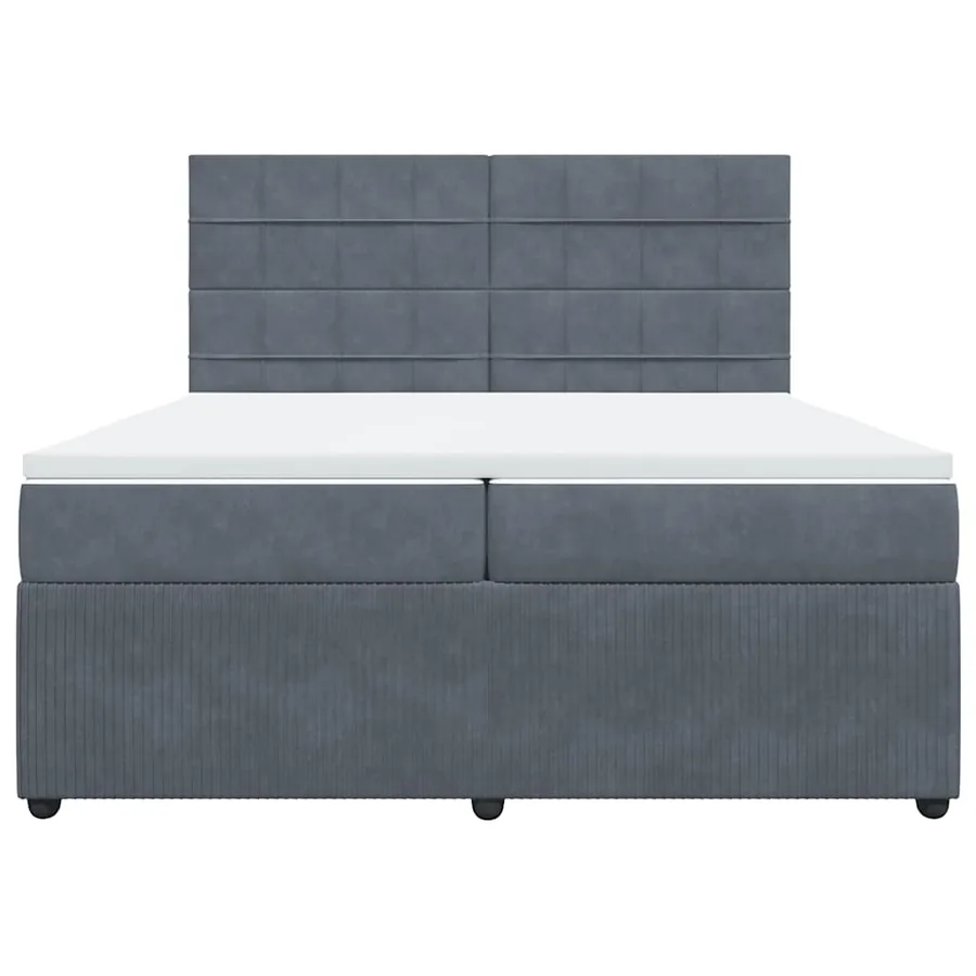 Sommier à lattes de lit et matelas Gris foncé 200x200cm Velours - 6