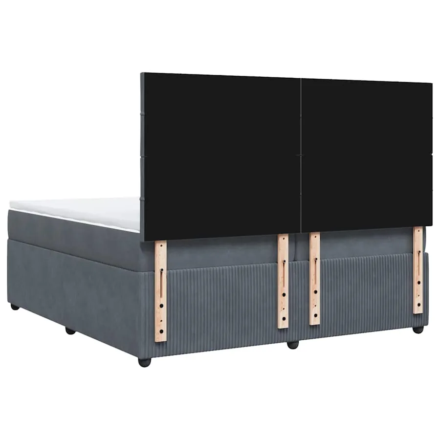 Sommier à lattes de lit et matelas Gris foncé 200x200cm Velours - 8