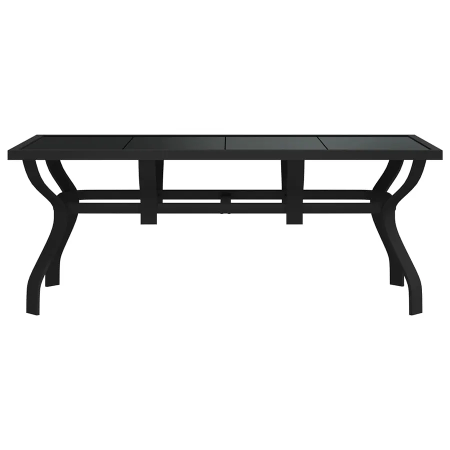 Garden table Black 180x80x70 cm Steel and glass - 3