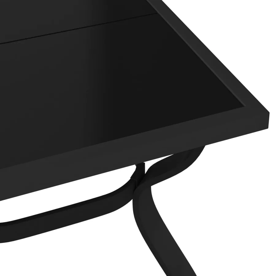 Garden table Black 180x80x70 cm Steel and glass - 5