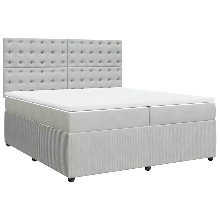Sommier à lattes de lit et matelas Gris clair 200x200cm Velours - 2